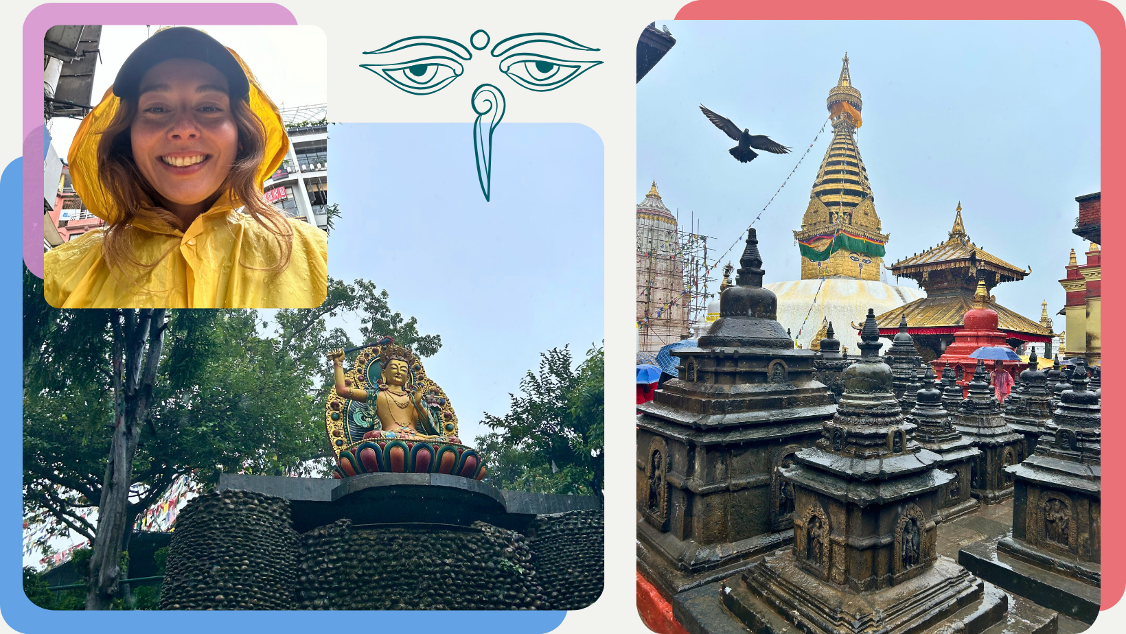 University students visit monkey temple/Swayambhunath in Nepal